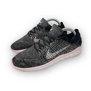 Nike Free RN Flyknit Running Shoes Sneakers Women’s Size 9 Black Pink 942839-007